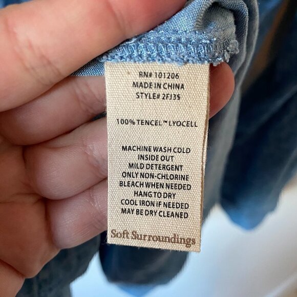 Soft Surroundings Blue Leopard Thelma Button Down Chambray Shirt - Picture 9 of 10